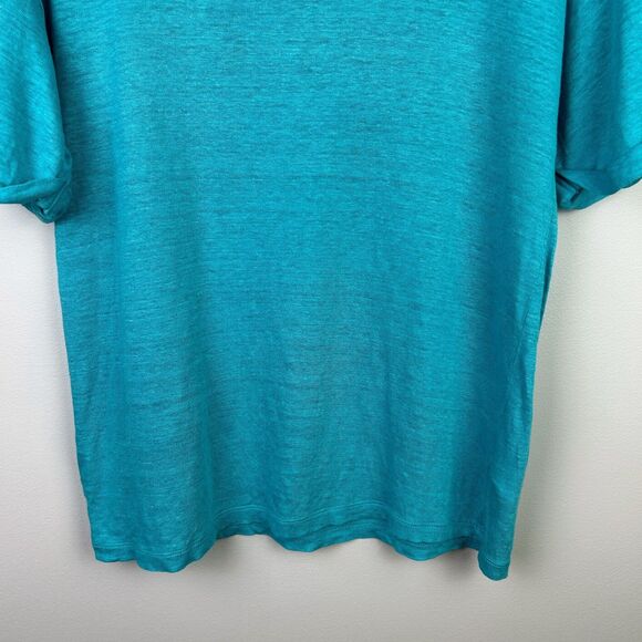 J.Crew 100% Linen Tee Shirt Turquoise Blue Short Cuffed Sleeves Breathable Top S - Picture 3 of 12